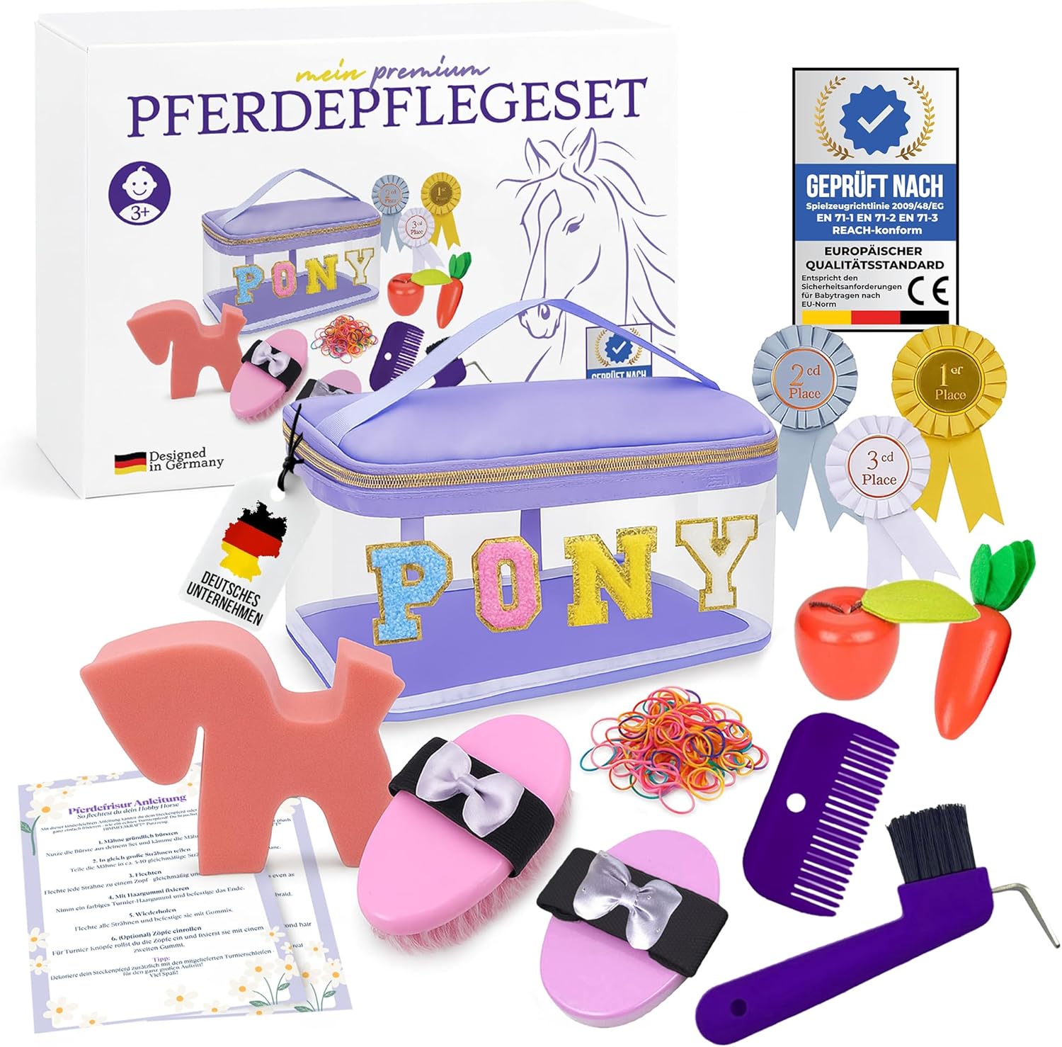 HIMMELSKRAFT Hobbypferdezubehör – Pflegeset für echte Pferde und Reinigungstasche für Kinder – mit Bürsten, Hufkratzern, Schleifen – Geschenk für Pferdemädchen, Hobbyhorsing & Steckenpferd HIMMELSKRAFT Hobbypferdezubehör – Pflegeset für echte Pferde und Reinigungstasche für Kinder – mit Bürsten, Hufkratzern, Schleifen – Geschenk für Pferdemädchen, Hobbyhorsing & Steckenpferd