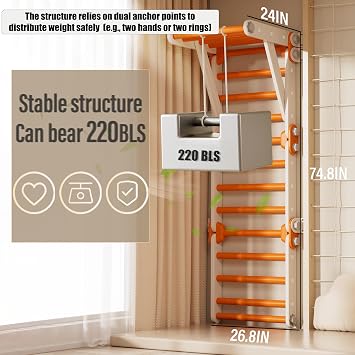Toddler Climbing Gym Indoor, Foldable Pikler Triangle Set (Orange) | Indoor jungle gym, Montessori toddler climber. Converts to wall ladder. Safe HDPE 220lb load. Climbing toy gift for ages 1-6+