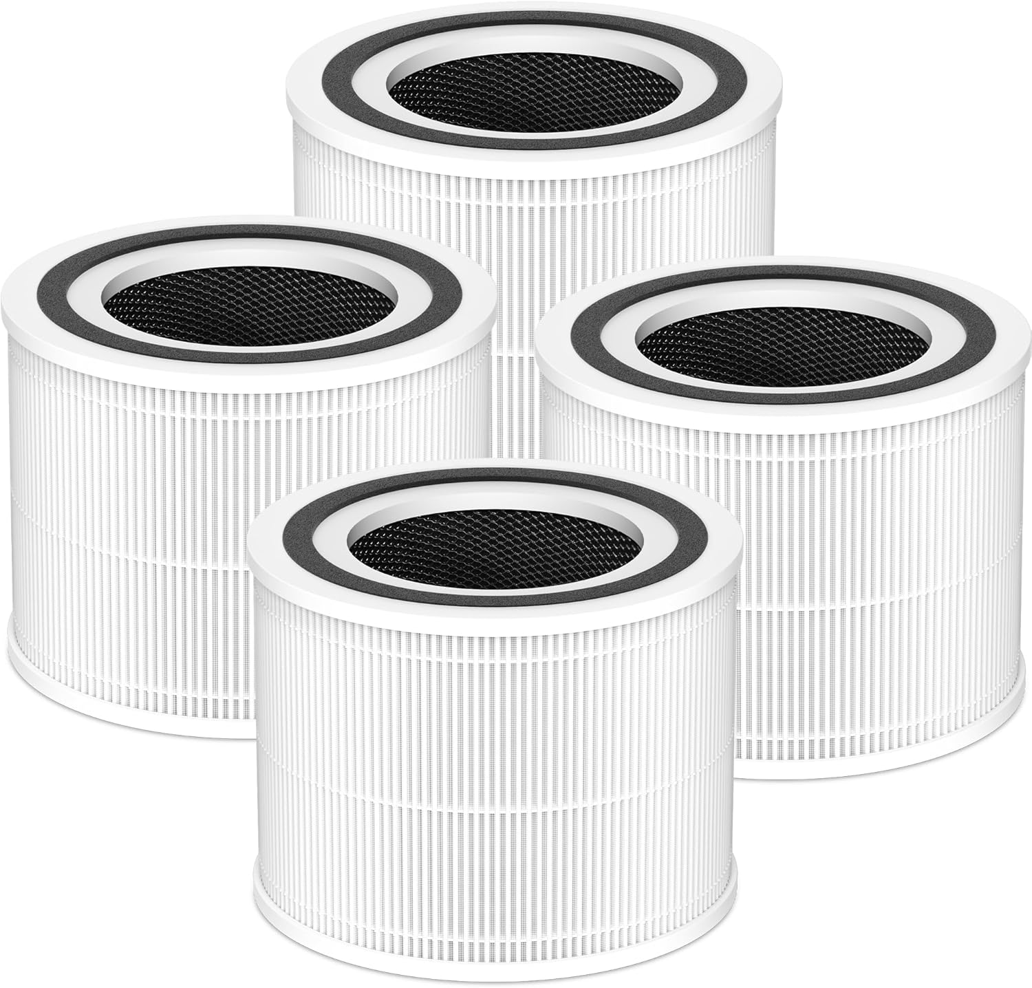 240 Replacement Filter Compatible with 240 Air Purifier, 3-in-1 High-Efficiency Filtration with Activated Carbon for Air Pollutants, Odor and Smoke, 4 Pack, White