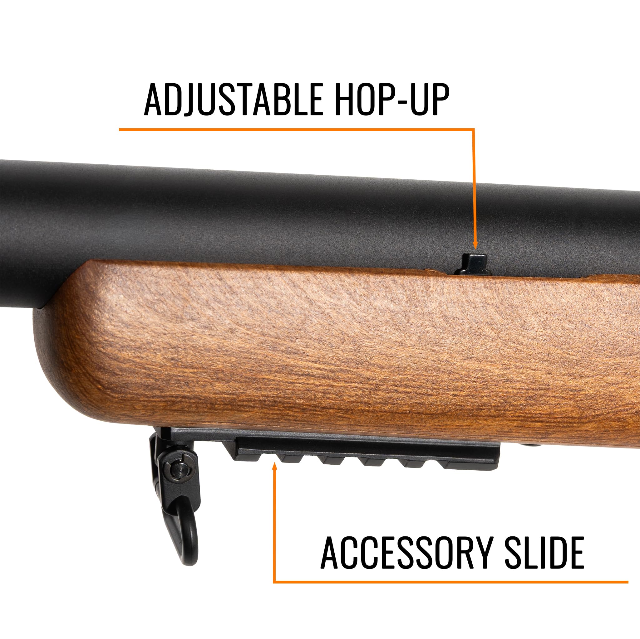 Fucile sniper softair a molla VSR10 bolt action color legno, canna/otturatore metallo, POTENZA 0,9 JOULE, 2 slitte 20mm, caricatore 18 colpi, 1150mm 2270g