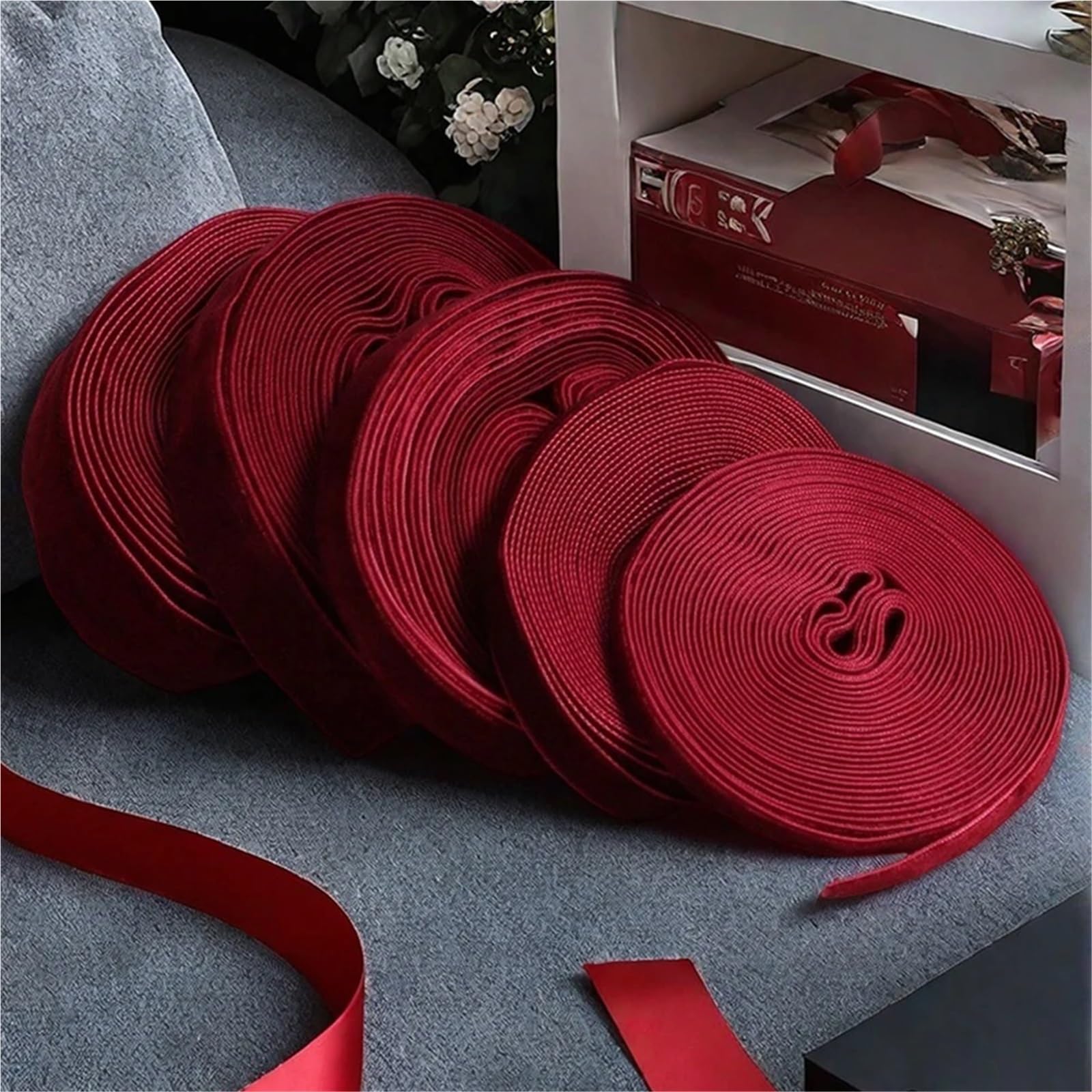 Samtband, Samtbandrollen, rot, 1–4 cm breit, 2 Stück(1.5cm)