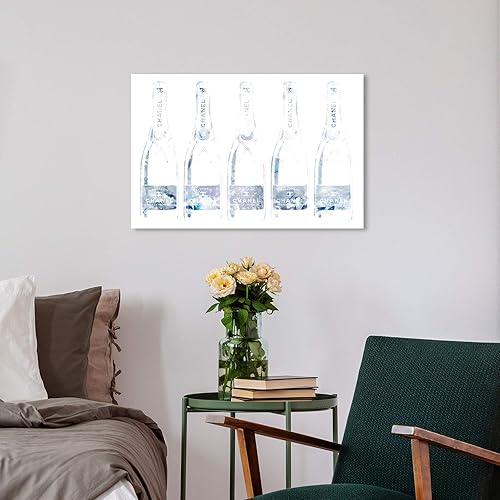 Miniatura 10 de Wynwood Studio Spirits - Lienzo decorativo para pared, diseño de champán, 29.9 x 19.7in, color gris, blanco