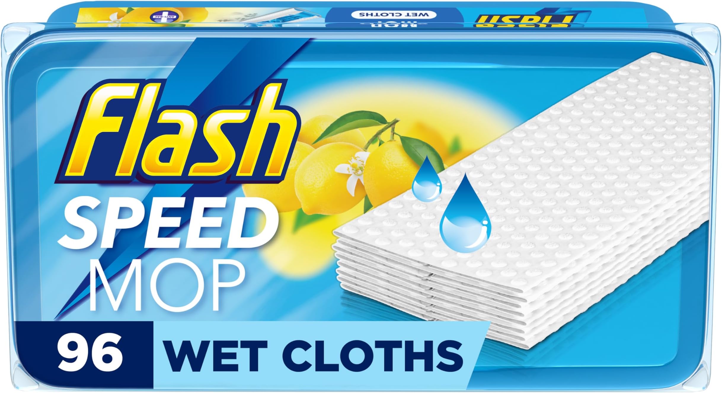 โ Flash Speedmop Wet Mop Floor Cleaner Refill Wipes, 96 Cloths (24x4), Refills Lemon Scented, For A Fast & Easy Clean