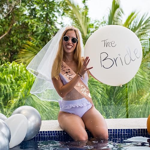 Miniatura 6 de Corona de oro rosa + banda de novia + velo, decoración de despedida de soltera, regalos de novia para novia, velo de boda, velo de despedida de