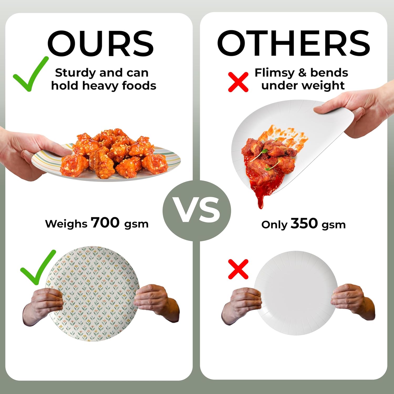 Trendables Heavy Duty Paper Plates Set For 16 Guests - 16 Each Of 8-inch And 10-inch Disposable Plates For Party - Fancy 32 Piece Dinnerware Set For All Occasions | Floral Design, Folk