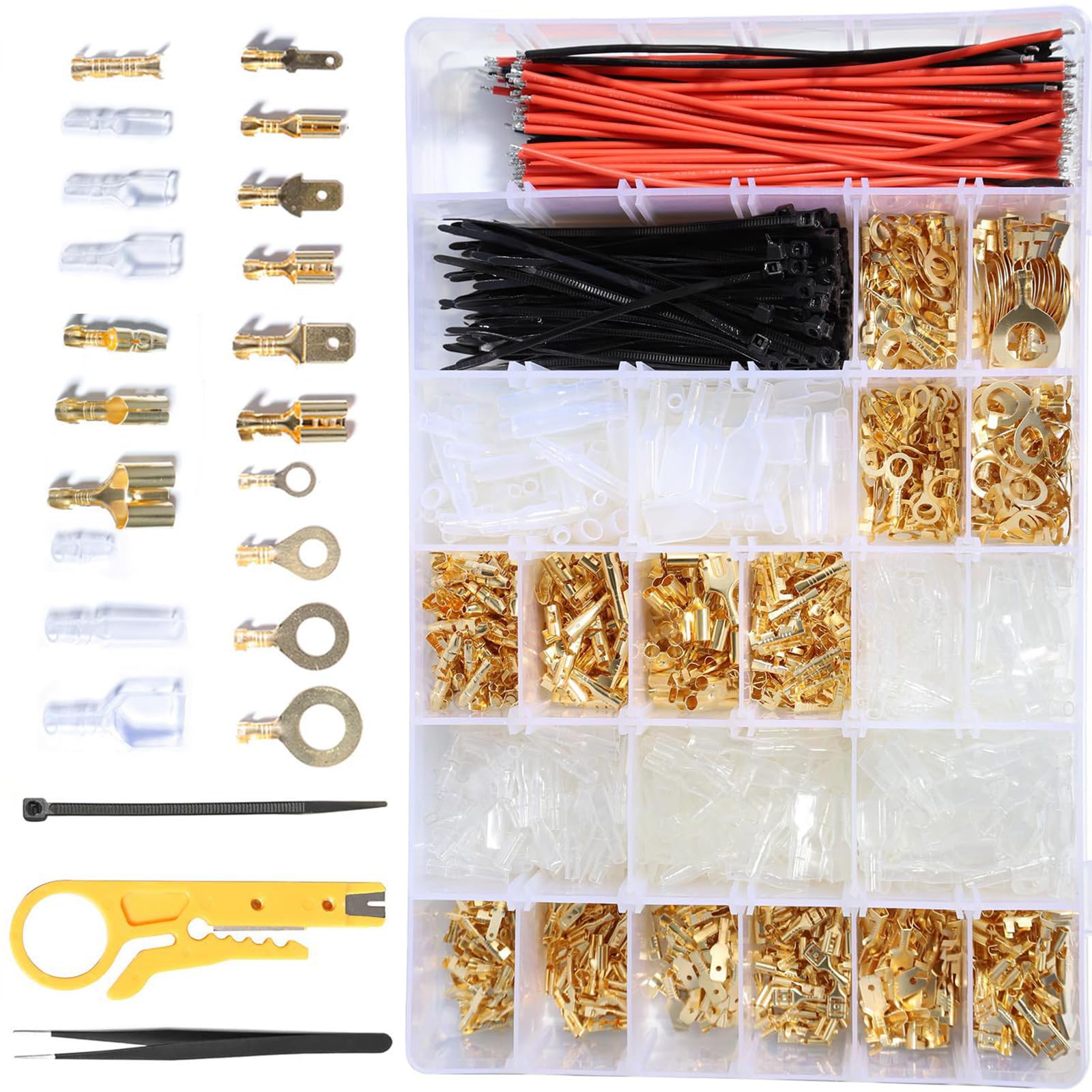 Ensemble complet de cosses électriques 1450 pièces mâle/femelle pour amateurs de connecteurs résistants
