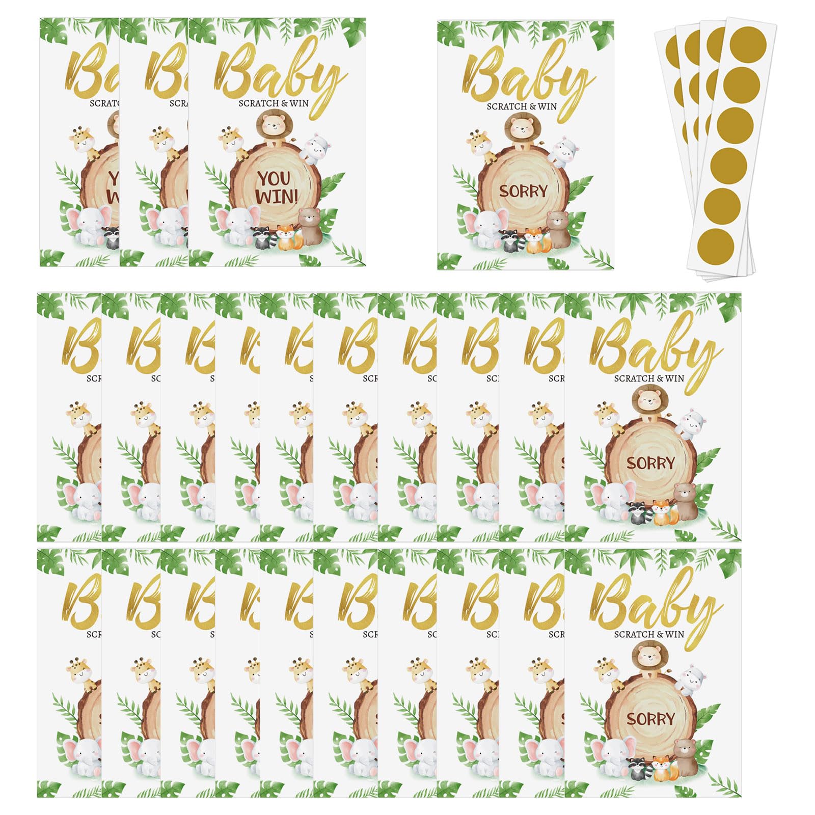 24Pcs Raffle Card Baby Showers Party Scratch Game Cards Lotteries Tickets Funny Entertainment Activity For Guests