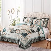 Vista 9 de VAPUTAR Juego de ropa de cama tamaño Queen – 3 piezas, edredón bohemio, colcha reversible ligera para dormitorio de granja (floral)