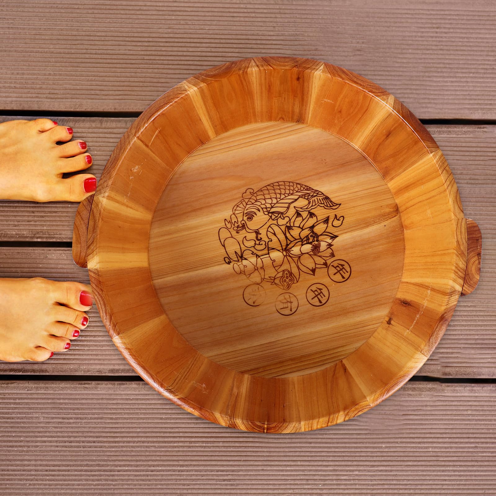 Cubo de Madera para Pies, Multuso y Reutilizable, Spa para Lavar Pies, Optimización de Espacio, para Baño en Casa