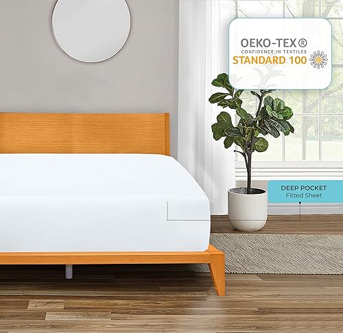 Miniatura 5 de Royale Linens Juego de 2 sábanas bajeras tamaño individual XL, sábana inferior, suave y transpirable, microfibra cepillada 1800, resistente a las