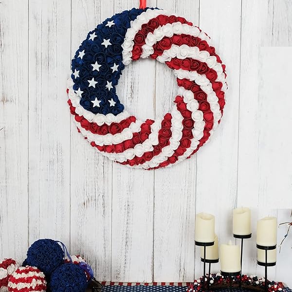 Elegant Patriotic Rose Floral Wreath