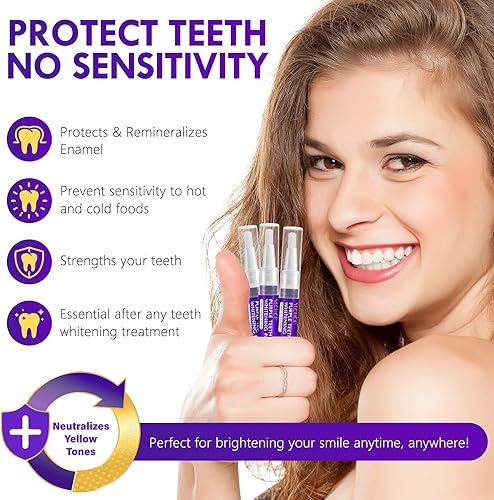 Miniatura 6 de Paquete de 6 bolígrafos blanqueadores de dientes, gel profesional de blanqueamiento de dientes morado para eliminación rápida de manchas, fórmula