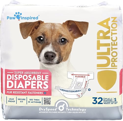 Miniatura 10 de Paw Inspired Pañales desechables para perros  Pañales para perros hembras  Pañales para perros con calor, micción excitable o incontinencia (L (20