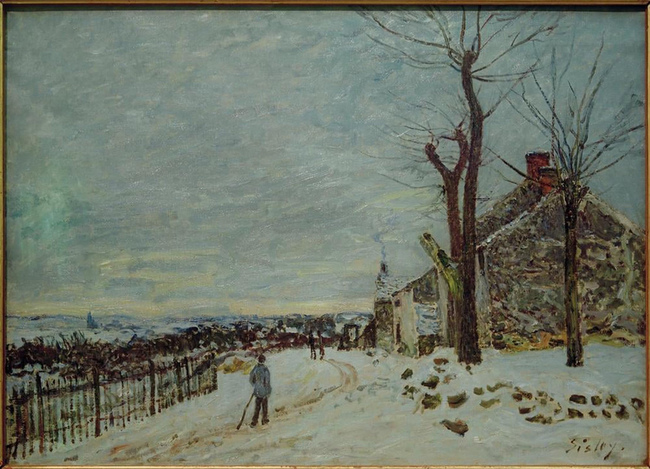 SERENDIPITP Retro Picture Poster Wall Art Pictures Painting Temps De Neige À Veneux Nadon by Alfred Sisle Wall Art Canvas Print for Wall Decor 60x90cm