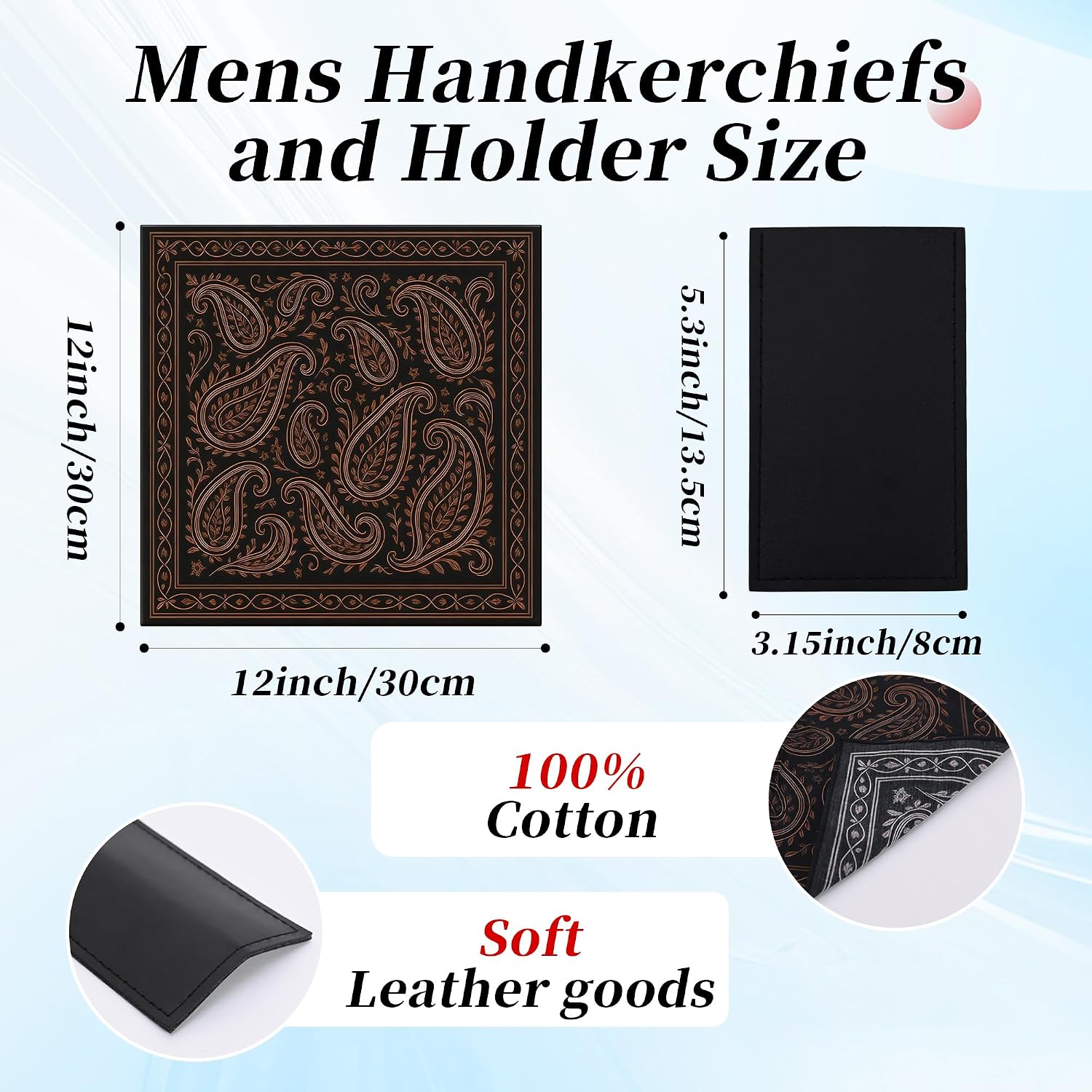 Handkerchiefs for Men, Cotton Pocket Squares for Men with Holder