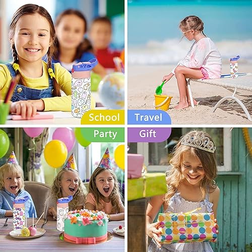 Miniatura 7 de Vaso de sublimación para niños, paquete de 25 vasos de sublimación de acero inoxidable de 12 onzas, vaso aislado de doble pared con asa, tapa a