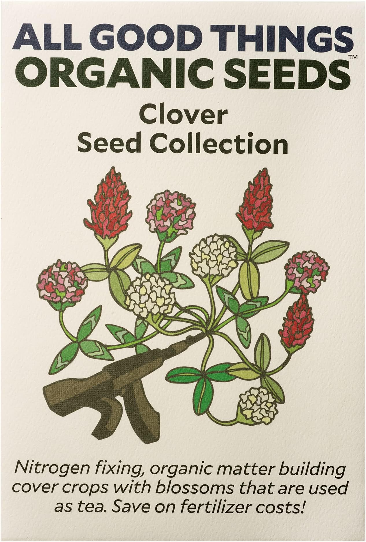 All Good Things Seed Clover Seed Collection - 3 Packets - Crimson, Red, White, Heirloom Seeds for Planting Flowers - Gardening Supplies, Wildflower, Herb Garden, Flower, Sprouting Seeds - from USA