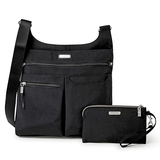 Baggallini Womens On Track Zip Crossbody With Rfid Phone Wristlet Handbags, Black, One Size US