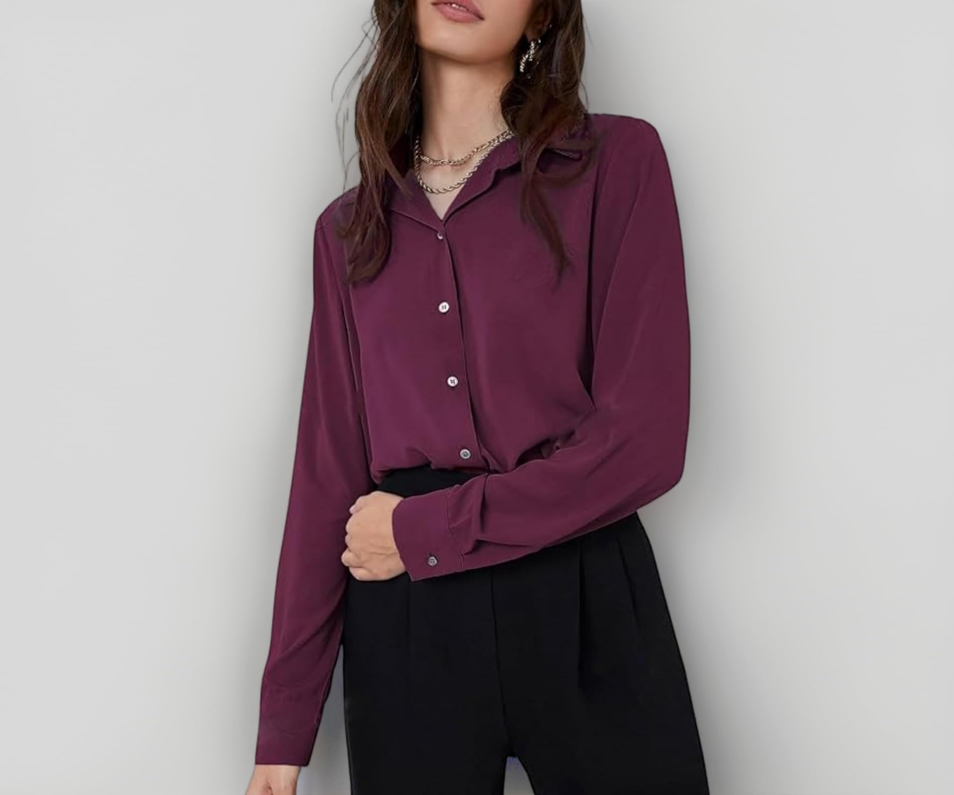 Women`s Oversized Fit Crop Top Shirt | Comfortable Rich Korean Button Down | Comfortable Rich Korean Button Down | Workwear Top for Office & Casual Outfit