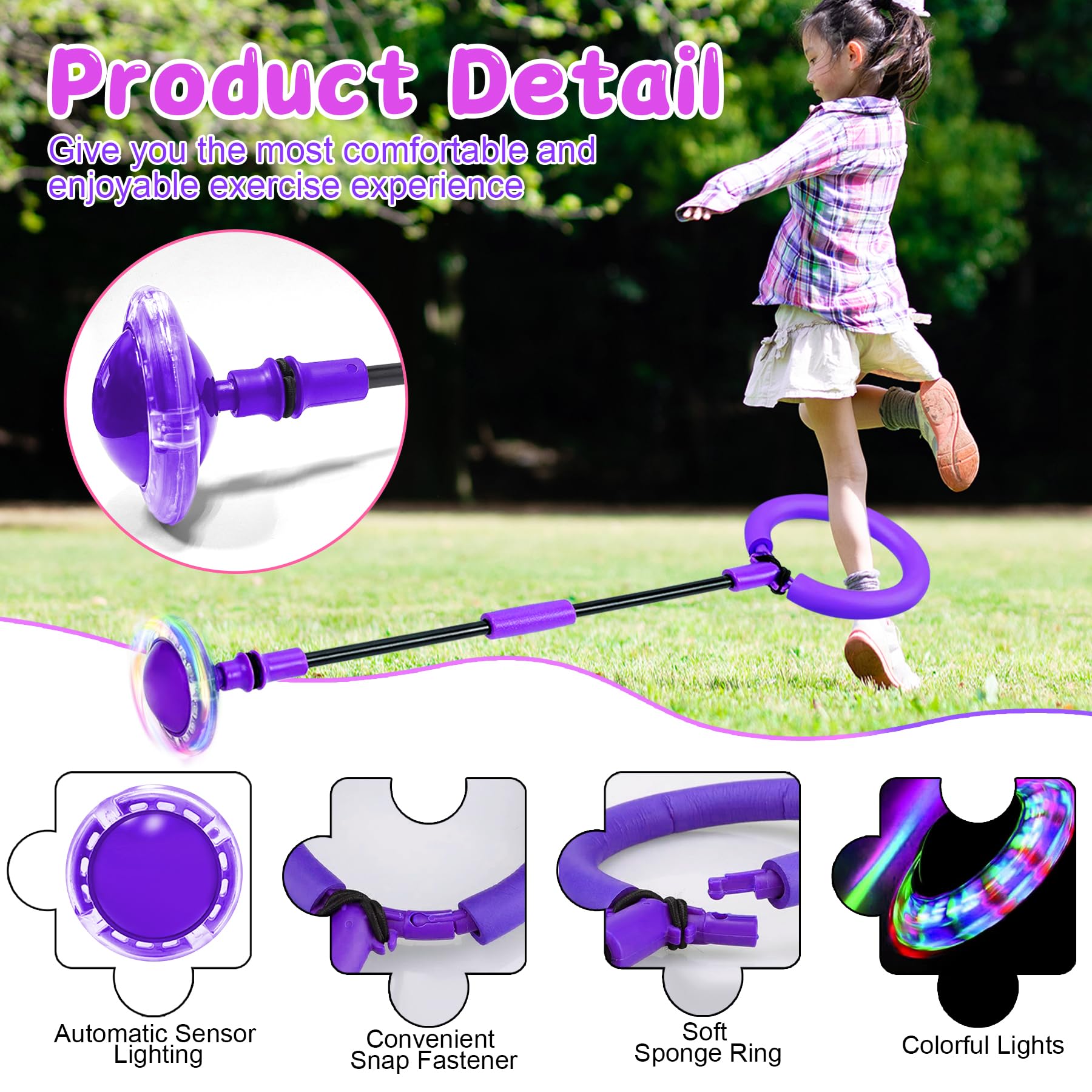 Bola de salto de tobillo para niños, rueda de salto plegable colorida con luz intermitente para adultos, juego para interiores y exteriores, juguetes para niños y niñas, regalo para niñas, niños de 5 Bola de salto de tobillo para niños, rueda de salto plegable colorida con luz intermitente para adultos, juego para interiores y exteriores, juguetes para niños y niñas, regalo para niñas, niños de 5