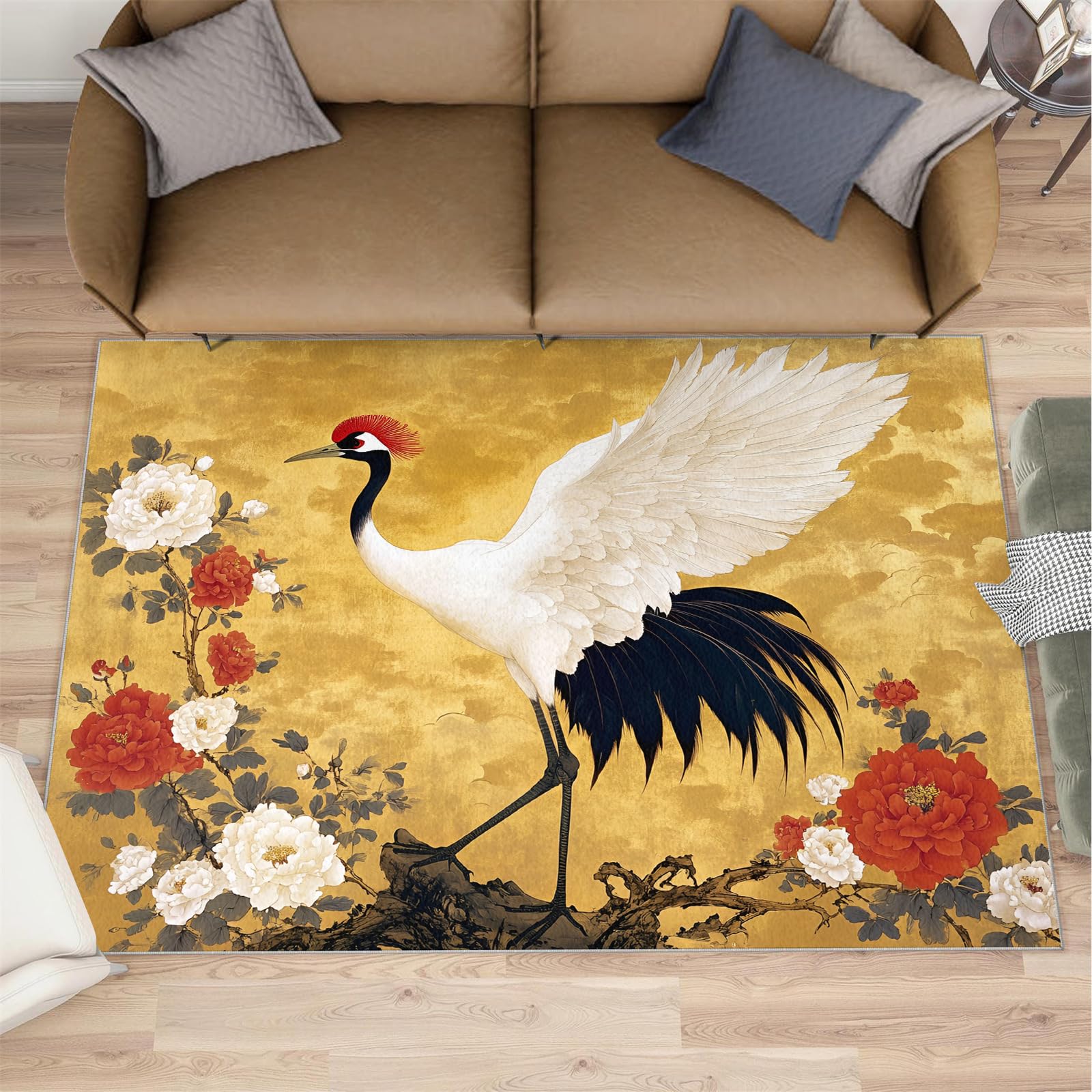 Tapis d'intérieur grue antidérapant grand tapis de salon 150x250