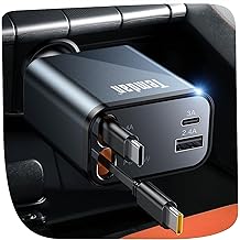 Temdan 69W Retractable Car Charger, 4 in 1 Fast Charger USB C Car Truck Accessories for Men Women, Car Accessories for Valentines Day Gifts for Him Her, Travel Essentials for iPhone 17 Pro Max,Galaxy