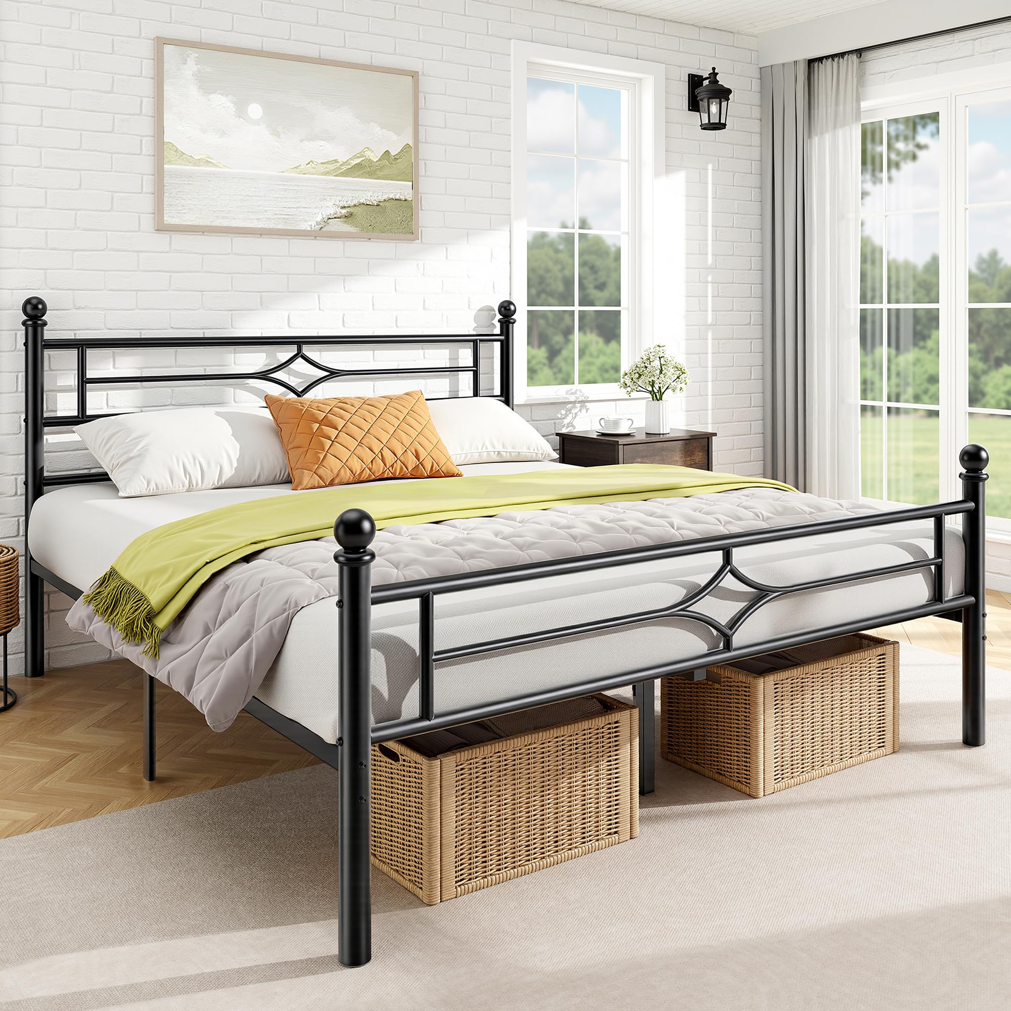 Amazon.com: Full Size Metal Platform Bed Frame with Vintage