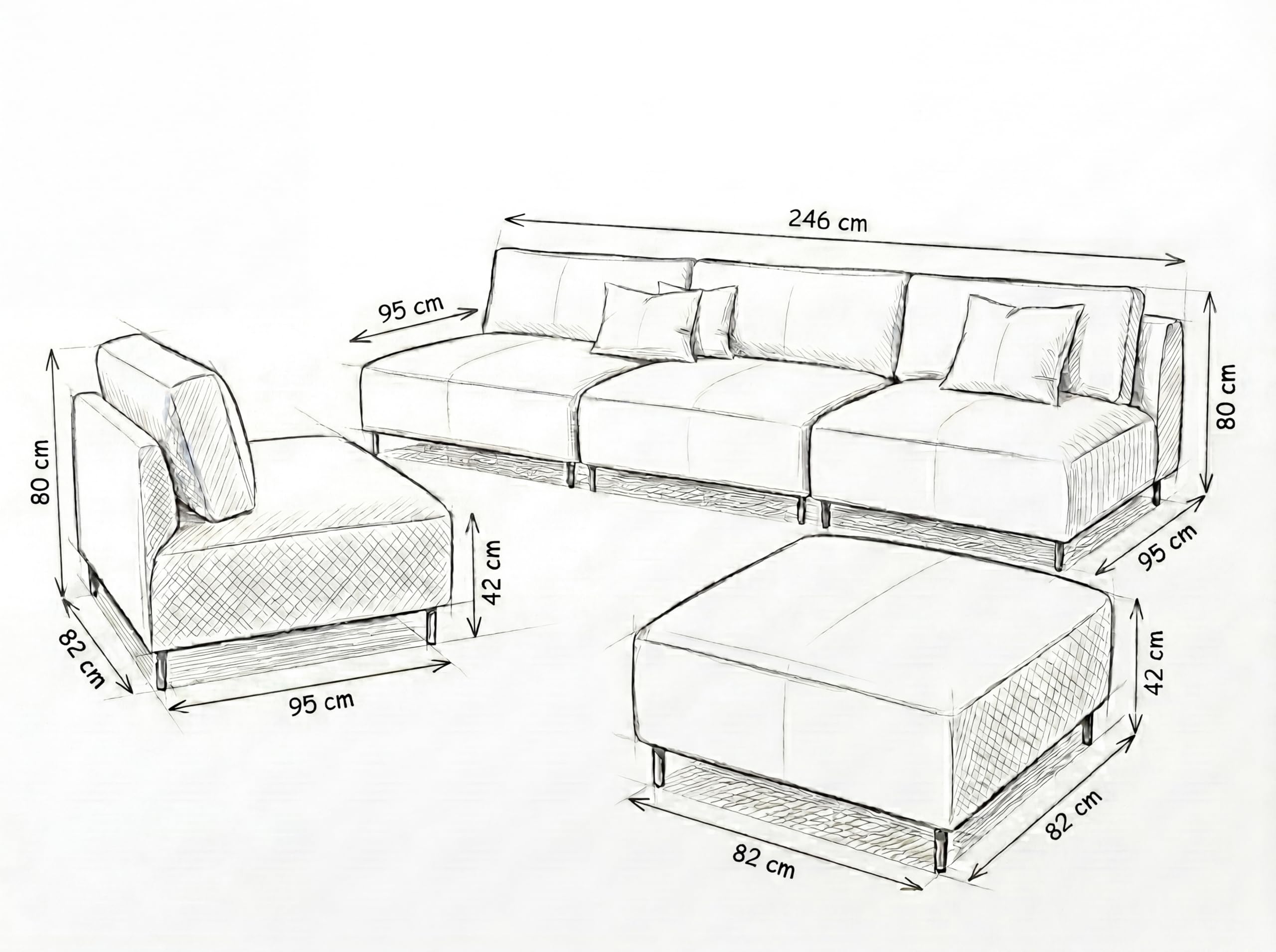 A&J MöbelLand Outdoor Lounge Set Sun mit Sofa, Sessel und Hocker in Creme - Wetterfestes Gartenmöbel Set für Terrasse, Balkon und Garten