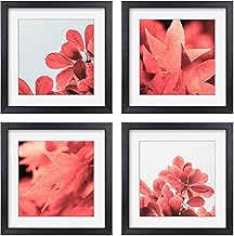 4 Pack 10x10 Inch Picture Frame for Wall Photo Frames with 8x8 Mat Opening Display 10x10 or 8x8 Picture or Prints for Living-Room, Bedroom or Office