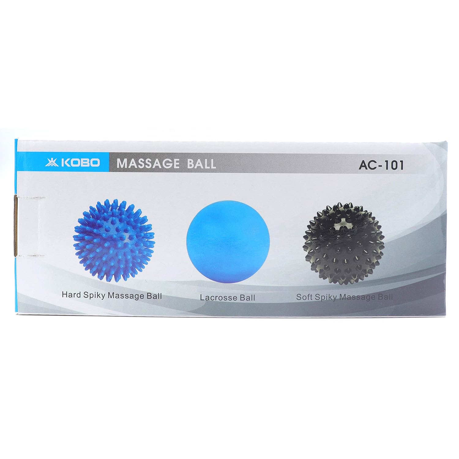 Kobo AC-101 Massage Ball Set of 3 Balls, Soft Spike, Hard Spike, Lacrosse Massage Balls for Self Release Deep Tissue Manual Whole_Body Massager, Muscle Mobility, Post Workout Recovery, Multicolor
