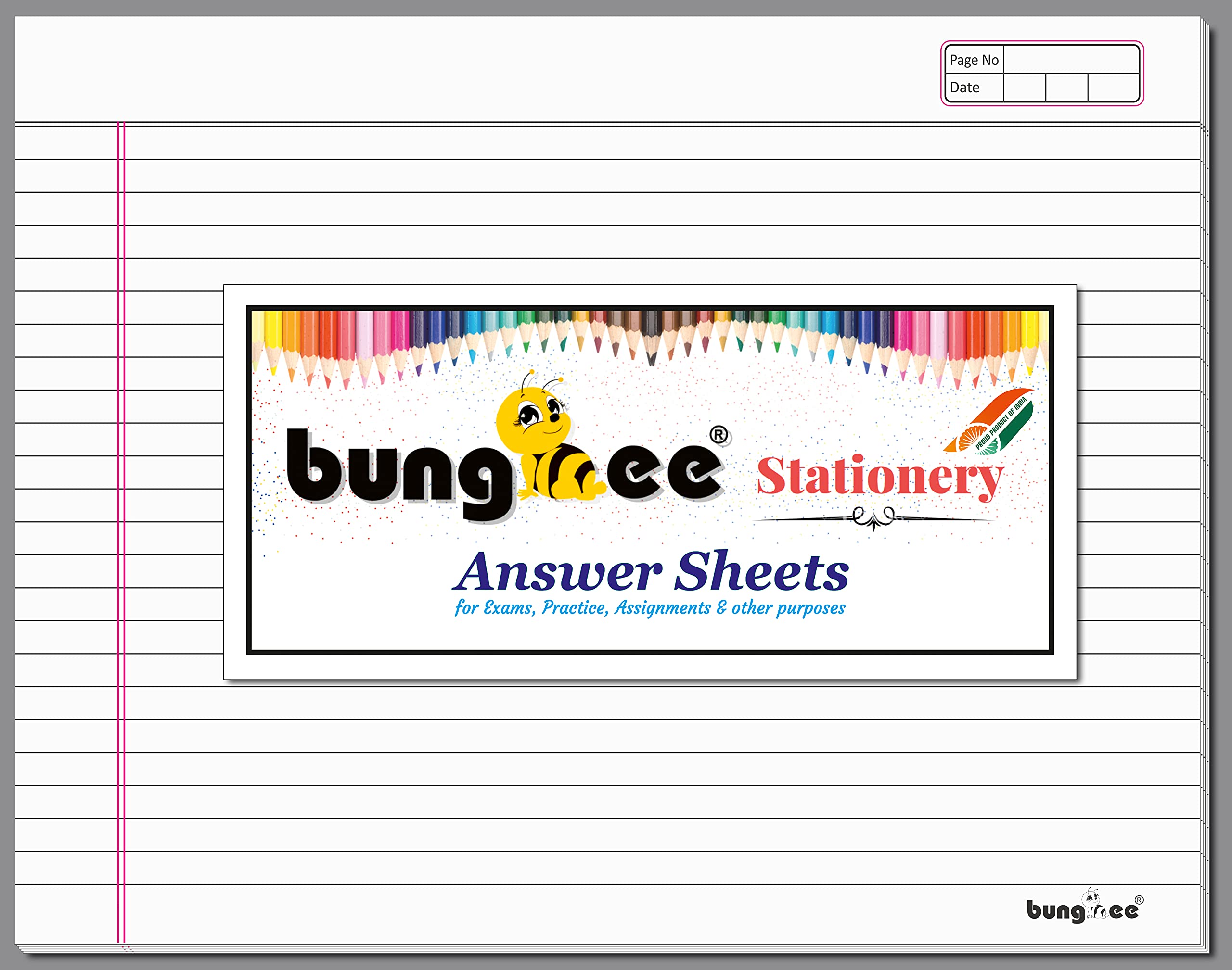 Answer Sheets for Exam practice CBSE ICSE DU - 800 Ruled Pages / 400 Sheets / 200 Joint Sheet without Fold - With Margin, No Hole for Tag
