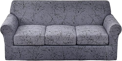 Funda elástica de 4 piezas para sofá de 3 cojines, funda de sofá impresa, suave, lavable, funda de sofá seccional, protector de muebles para sala de disponible en Yaxa Peru