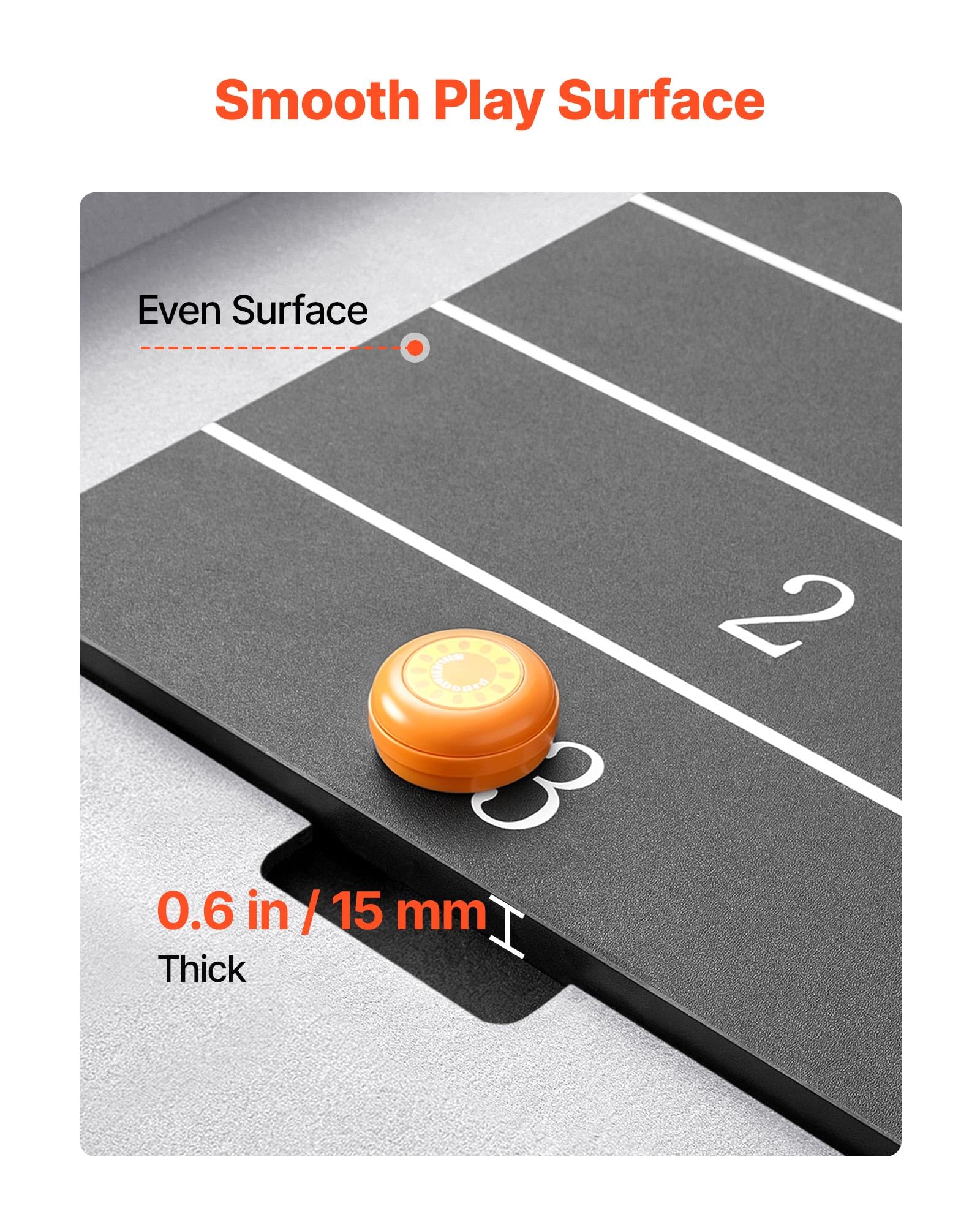 VEVOR Shuffleboard 2 in 1, 2,1 m, 2,7 m, 3,6 m, set combinato Shuffleboard e bowling, con campo di gioco antigraffio, dischi, set da bowling, cera, pennello, per sala giochi familiare