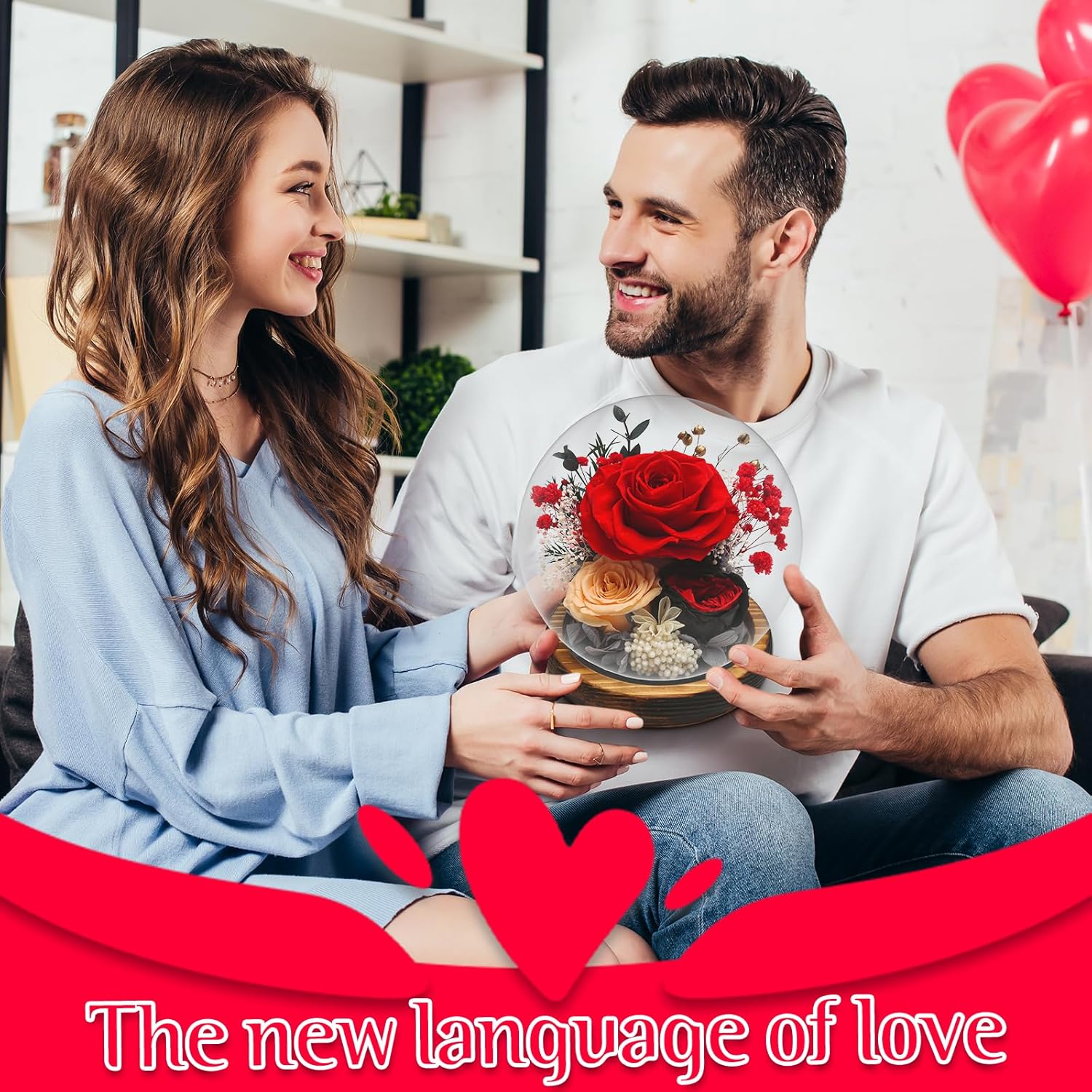 Forever Preserved Rose in Glass Dome with LED Lights - Eternal Rose Gift for Women, Prime Delivery - Valentine's Day Mother's Day Christmas Birthday for Wife Girlfriend (red) - Image 4