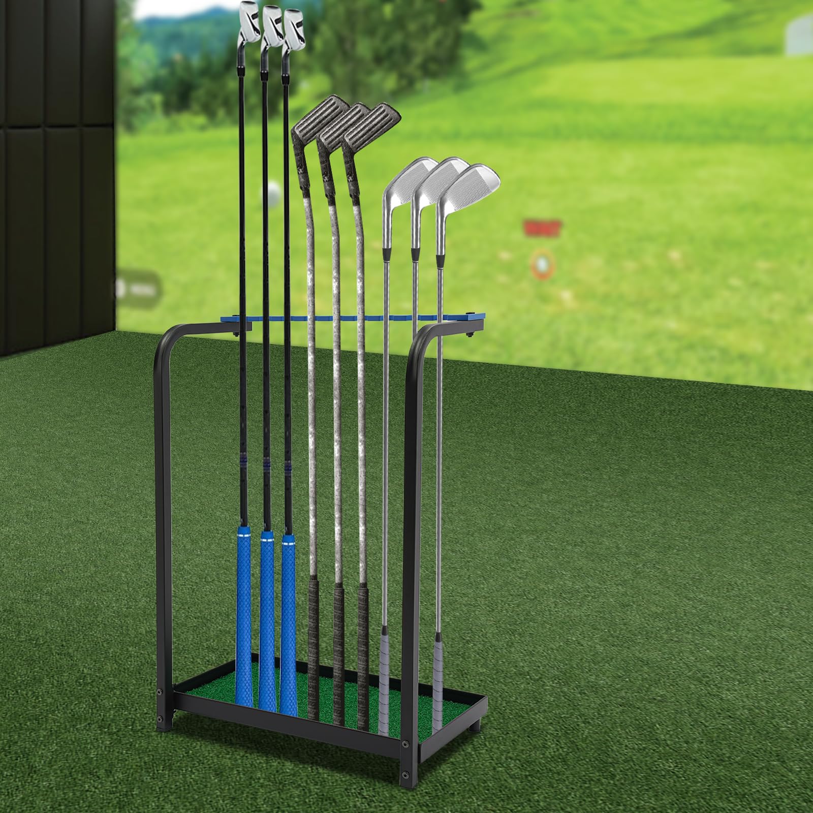 Kij golfowy, stojak na kije golfowe, 9 otworów, do użytku wewnątrz i na zewnątrz, do domów, kolor czarny, 50 x 27,5 x 72 cm
