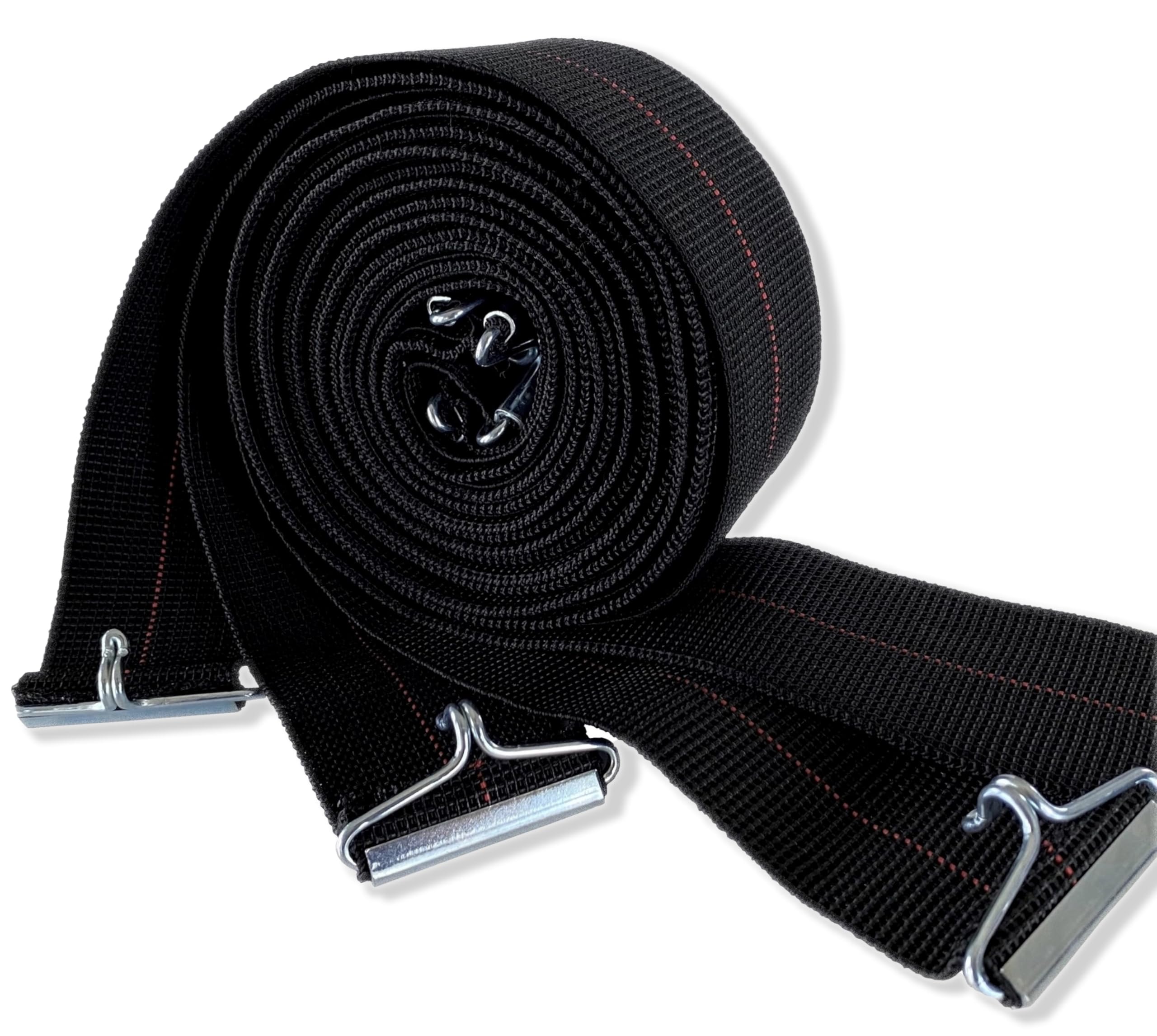 IPEA Elastic Straps for Bed Bases from 190 to 200 cm - 4 Pieces - Made in Italy - Elastic Cord with Iron Hooks for Beds with Slatted Base - Black - Width 50 mm