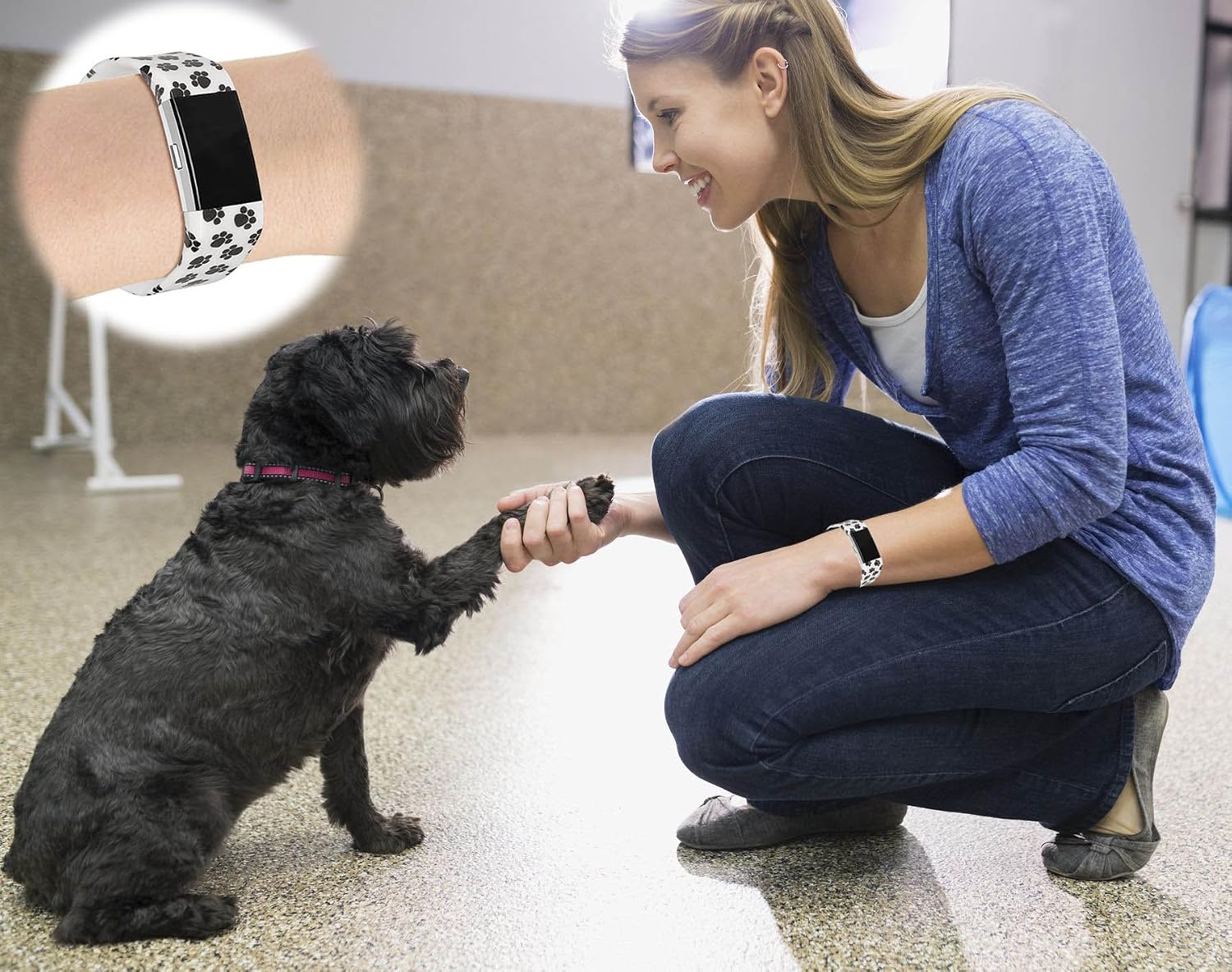 RedTaro Bands Compatible with Fitbit Charge 2, Replacement Accessory Wristbands(Paw Print, Small)