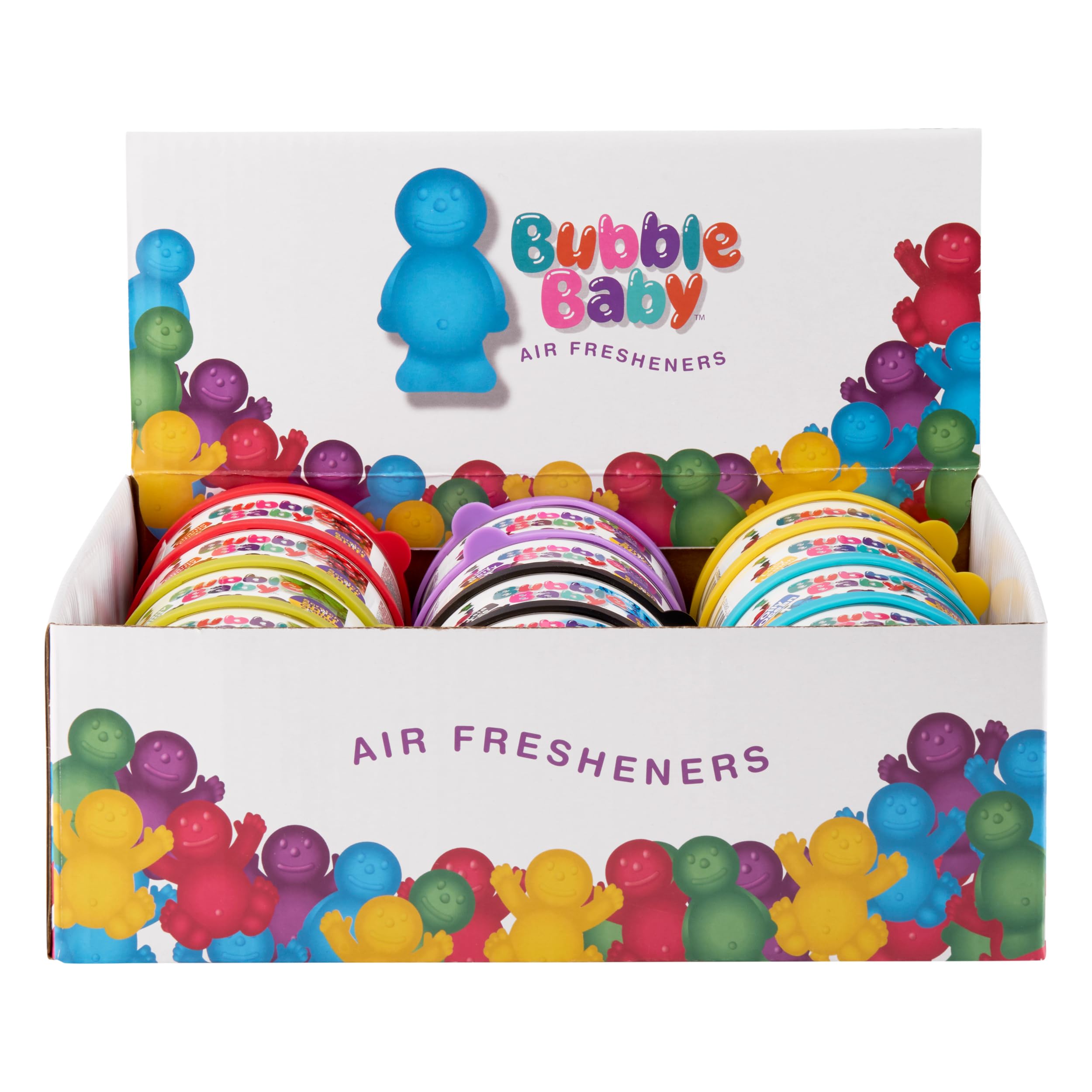 Pack de 12 désodorisants canettes fibres naturelles Bubble Baby - Lot de désodorisants auto longue durée
