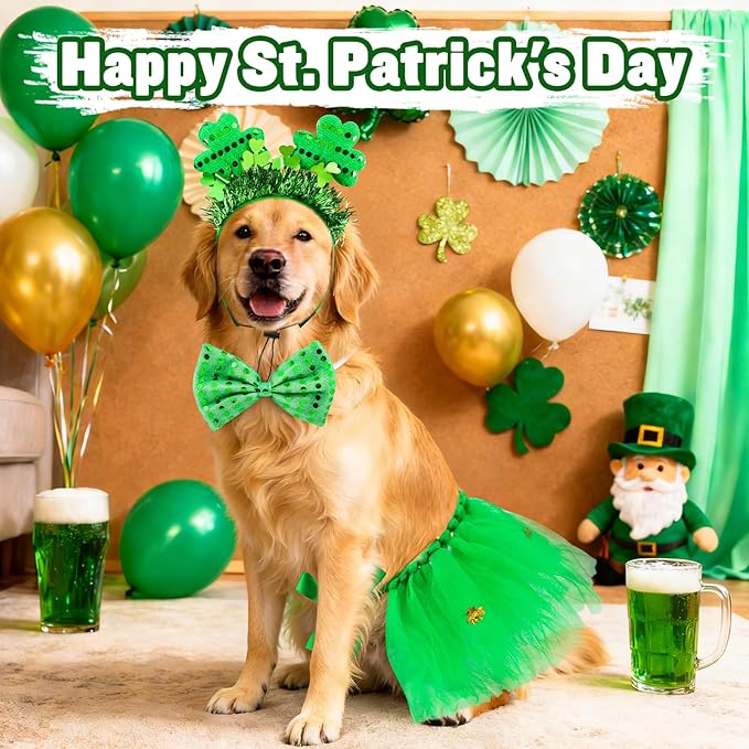 QKURT Disfraz de San Patricio para Perro Mediano - 3 Piezas miniatura 2
