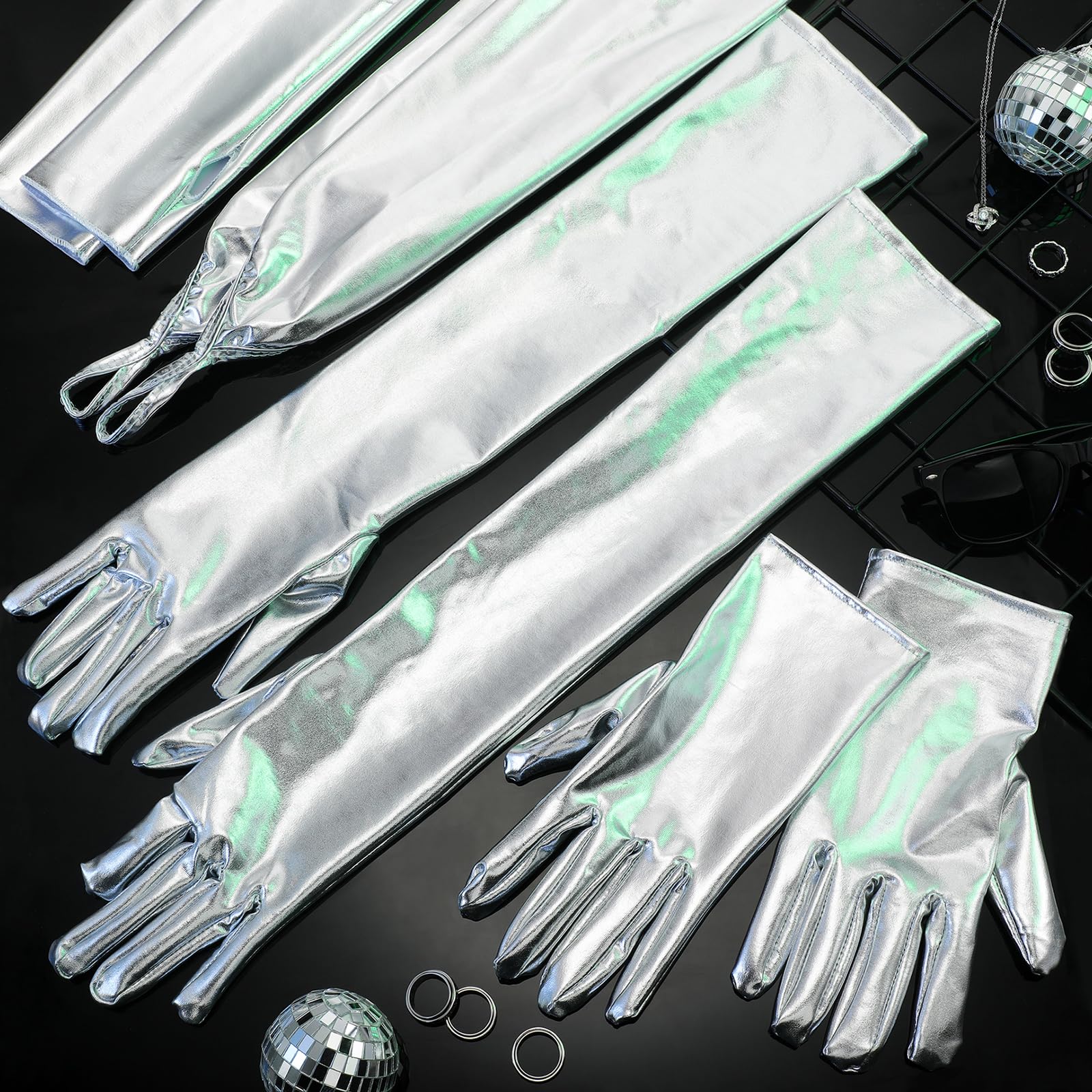 Gants Cosplay Extraterrestre Argenté | Accessoire Carnaval Halloween | Déguisement Femme Homme | Effet Métallique Brillant