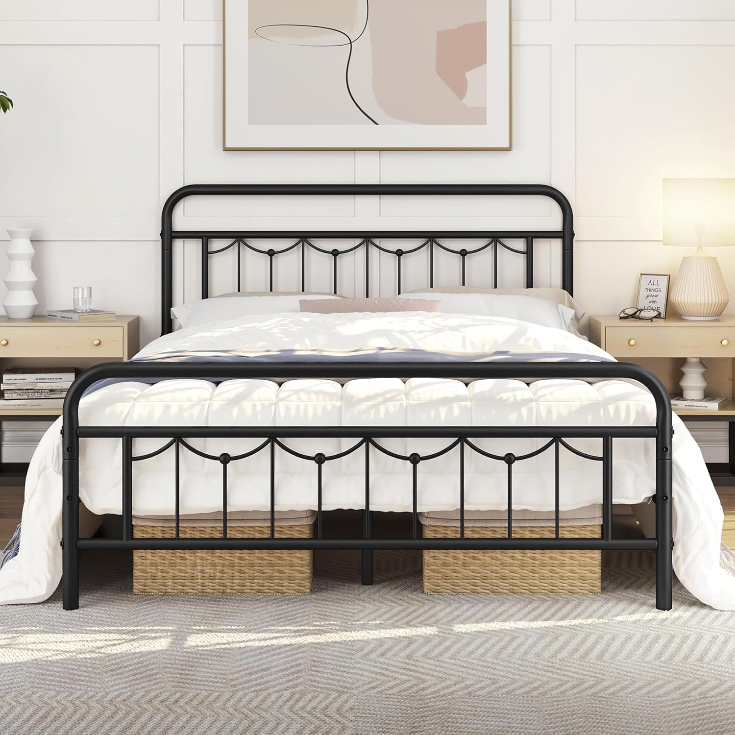 Yaheetech Bed Frame 140 x 200 cm Single Metal Bed Frame in Vintage