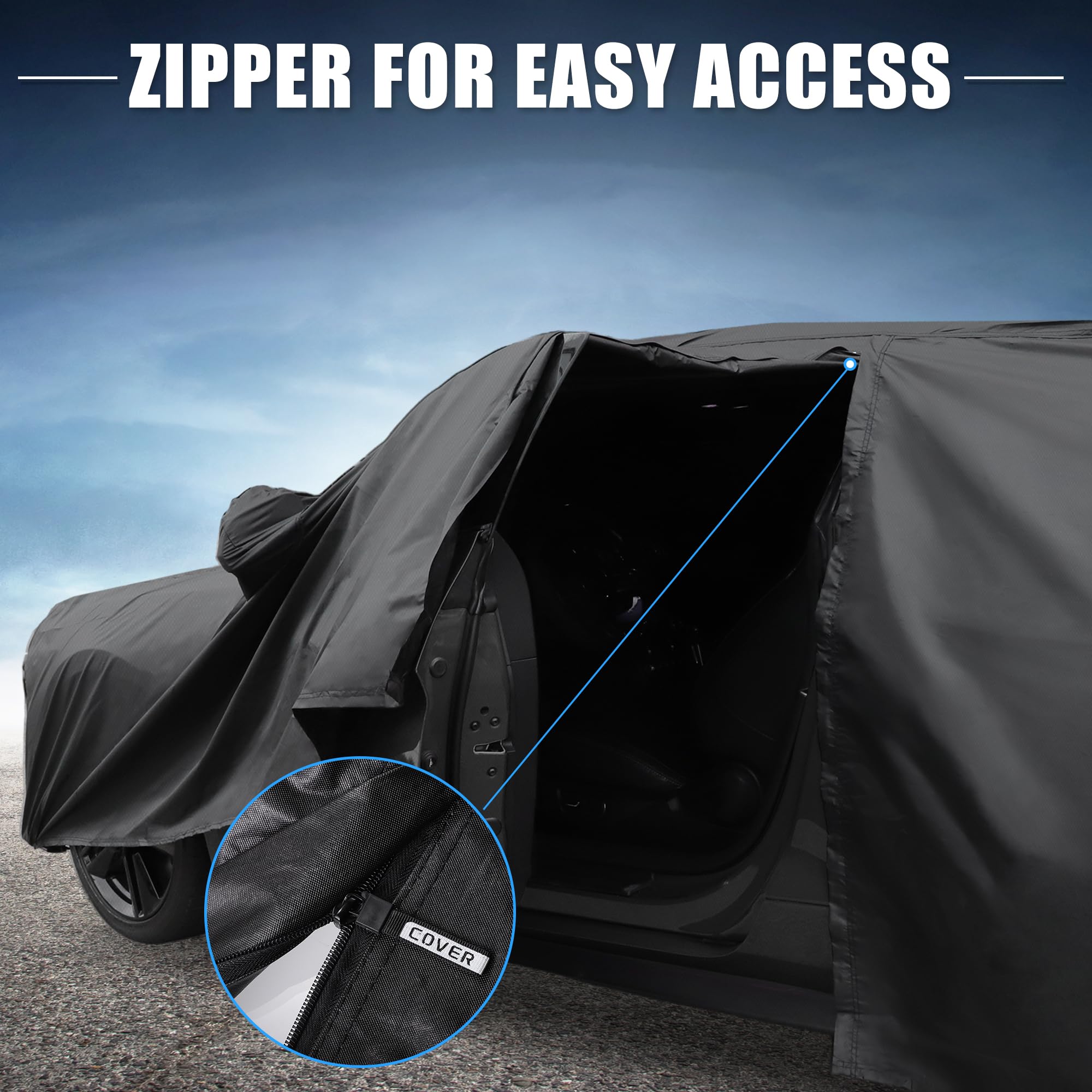 QUARKZMAN Funda Impermeable Para Jeep Grand Cherokee 11-23, 1 Pc | 210D-Pu Oxford, Negro, A Prueba De Viento, Protección Solar, Cremallera En Puerta, Incluye Bolsa