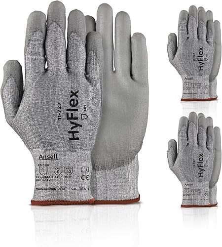 Miniatura 2 de Hyflex Ansell 11-727 - Guantes industriales ultraligeros resistentes a cortes con palma reforzada