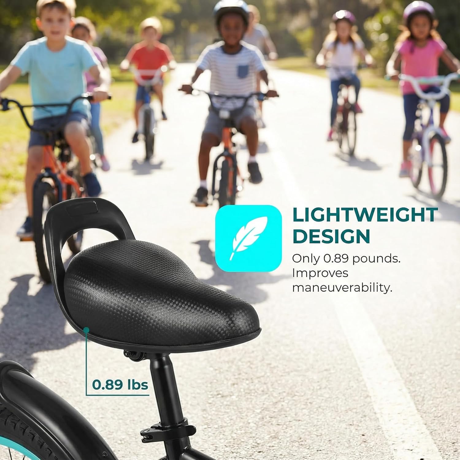 Kids Bike Seat Replacement - Comfortable Padded Bicycle Saddle for 12 14 16 Inch Boys Girls Bikes Soft Breathable Cushion for Mountain Road Cycling (Universal Fit, Black)