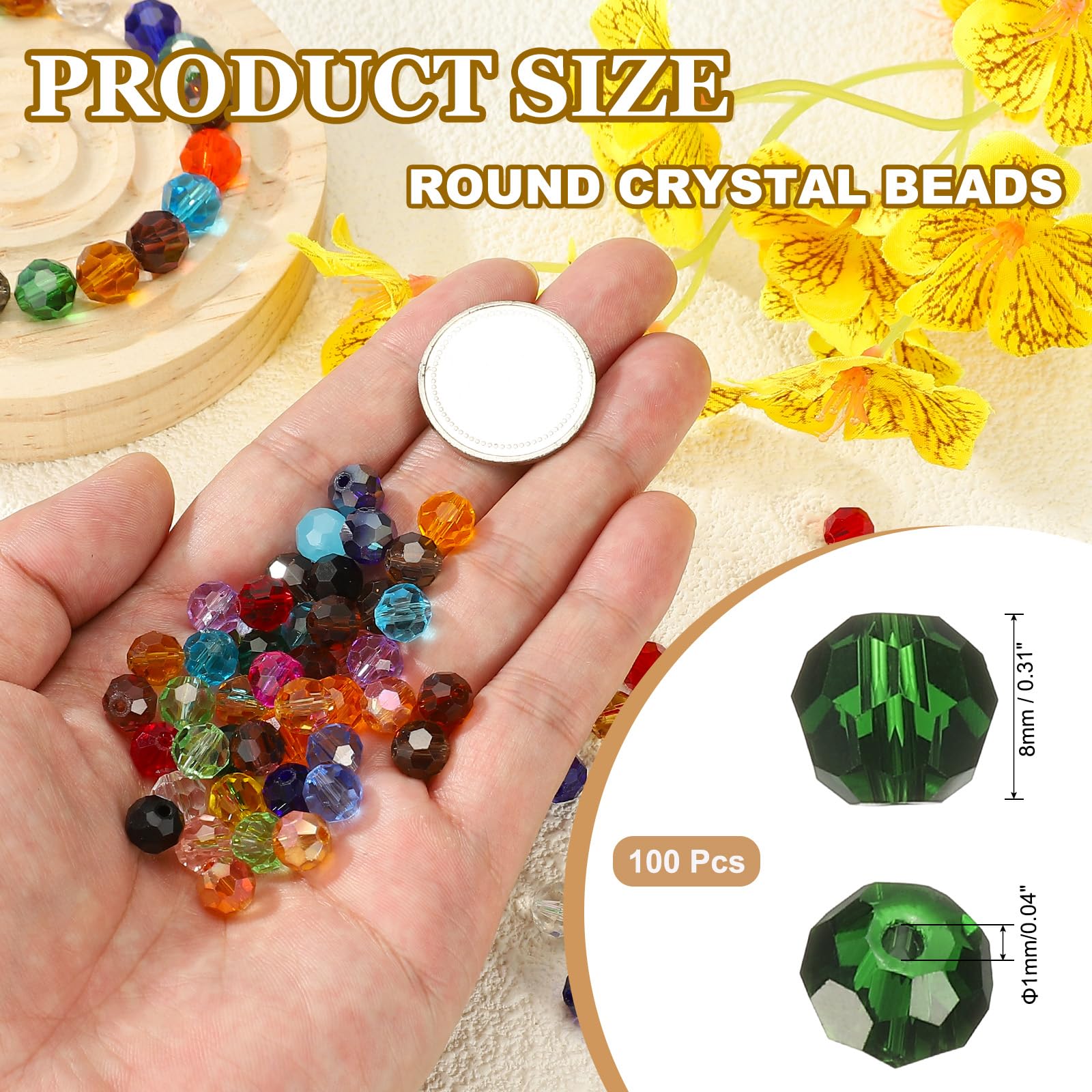 PATIKIL 8mm Round Crystal Beads - Image 2