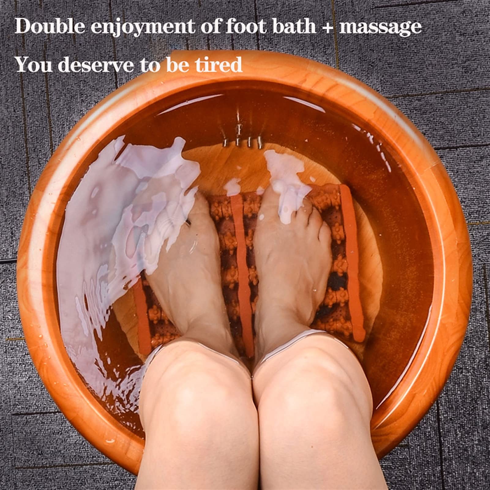 Fußbad-Massagegerät Aus Holz, Beheiztes Fußbad Mit Massagerollen, Fußbad Mit Mini-Akupressur-Massagepunkten Zum Stressabbau Bei Müden Füßen
