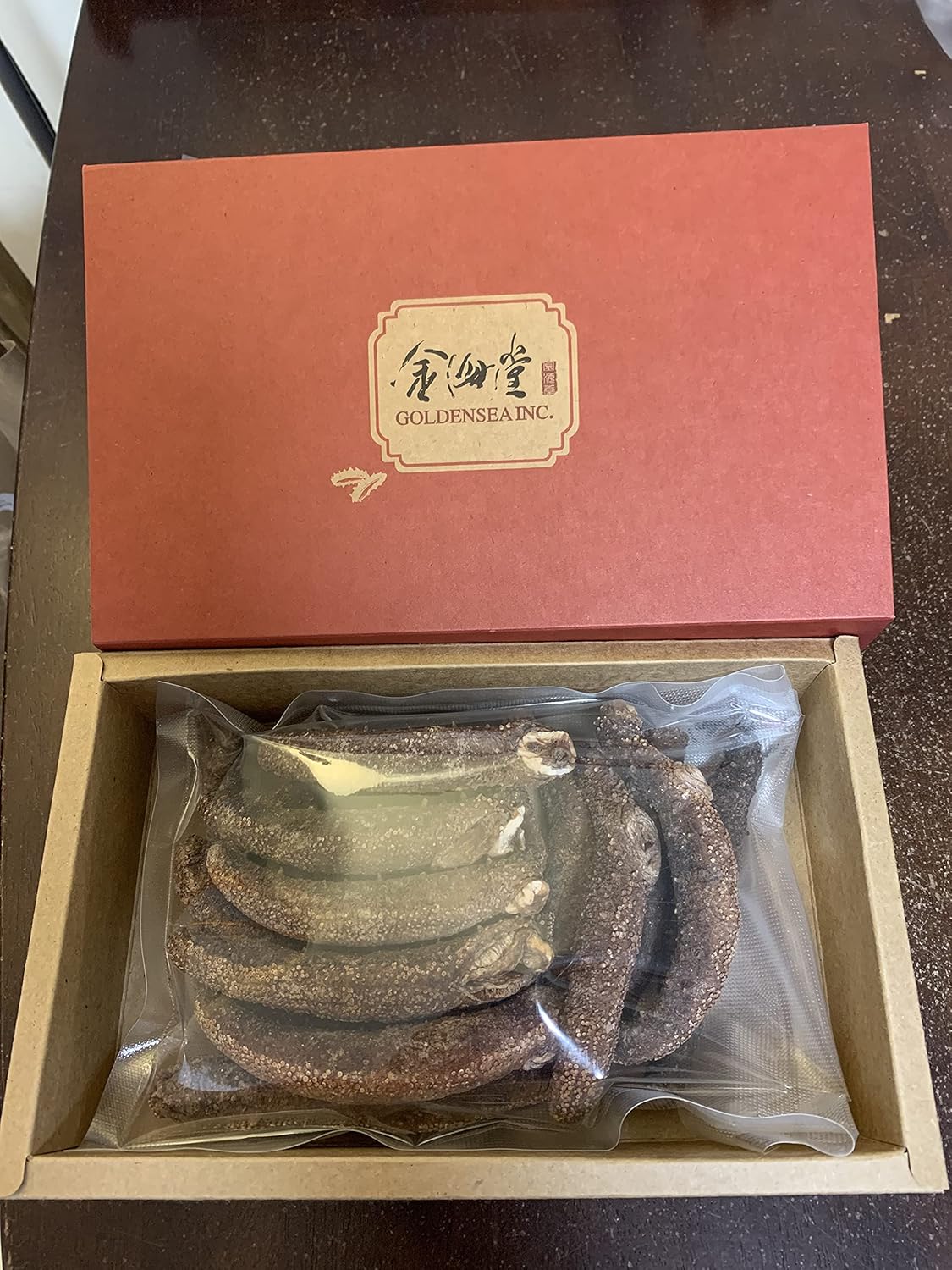 GOLDENSEA-Natural Sun Dried Wild Caught Alaska Red Sea Cucumber (Large Size)1lb,金海堂-野生淡干海参，野生阿拉斯加红刺参 （特级）Grade AAAA