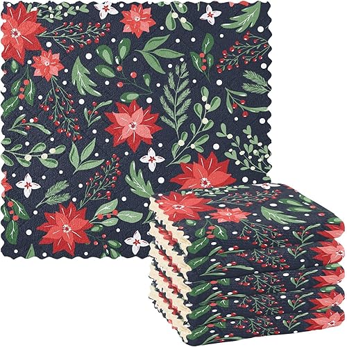 Miniatura 1 de KLL Berries Mistletoe Christmas Florals Kitchen Towels and Dishcloths Sets New Home Cotton Tea Towels Bulk Kitchen Hand Towels Cotton Terry Kitchen