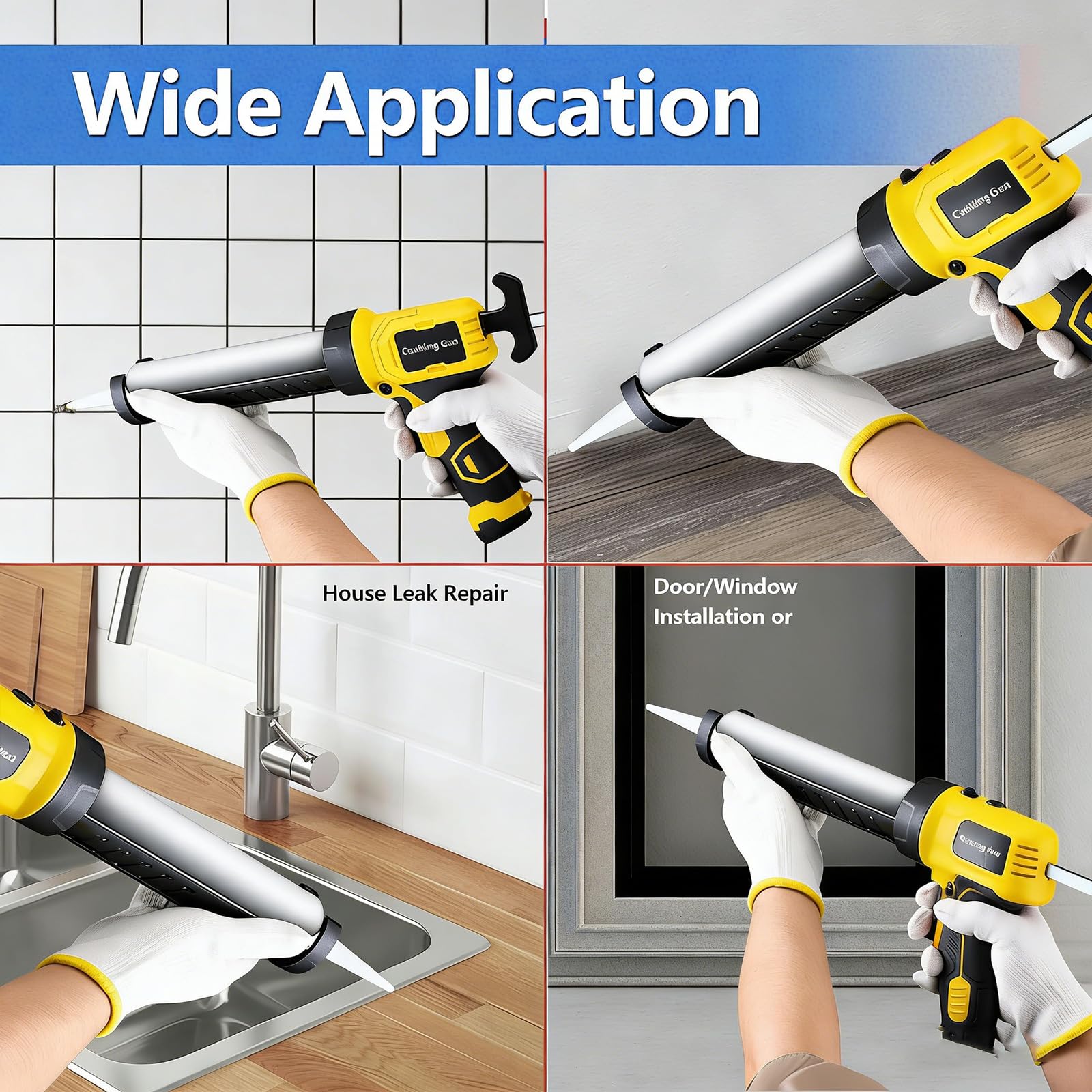 Distributeur de calfeutrage électrique portable sans fil pour porte de fenêtre et mastic professionnel