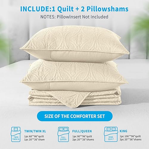 Miniatura 5 de MASVIS Juego de edredón tamaño matrimonialqueen, colcha ligera de microfibra acolchada para todas las estaciones, edredones clásicos con patrón de